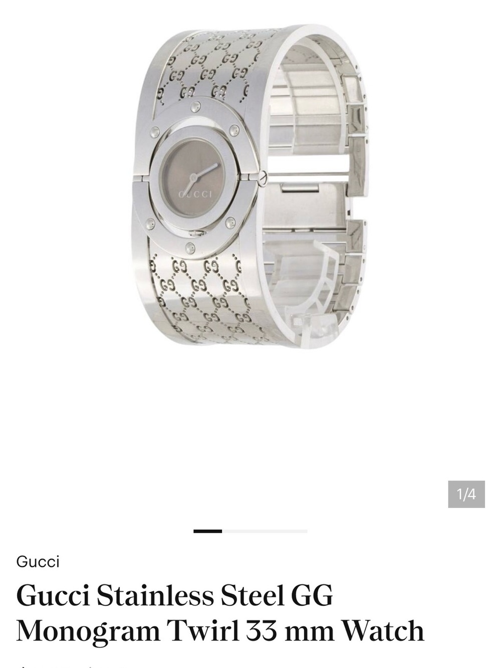 Gucci Silver GG Monogram Bangle Watch